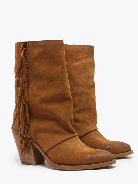 Santiags En Cuir Metisse Marron women XD2048 vue secondaire 2