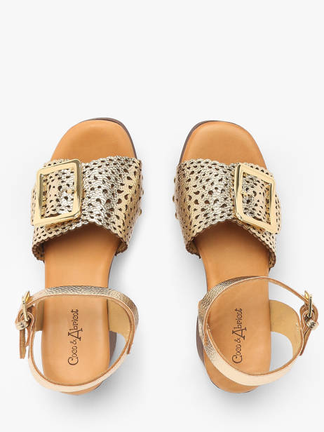 Sandales à Talon Sagonne En Cuir Coco abricot Or women V3123D vue secondaire 3