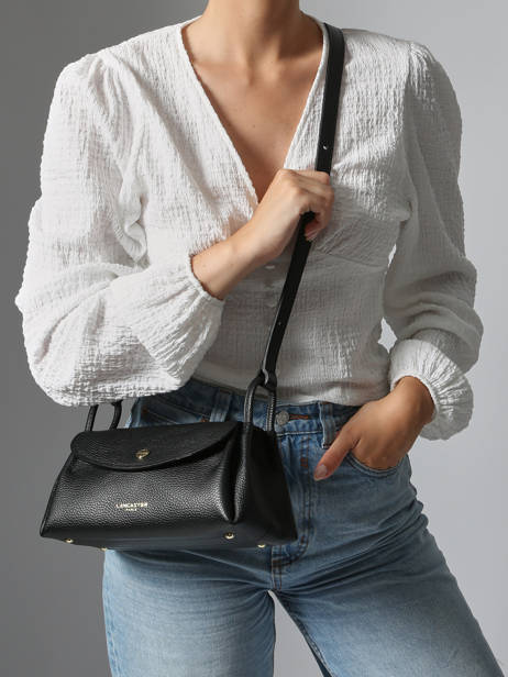 Sac Bandoulière Accordeon Double Cuir Lancaster Noir accordeon double 88 vue secondaire 1
