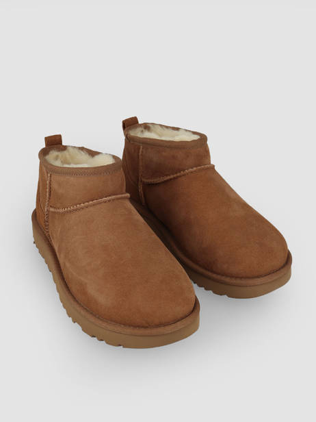 Boots Classic Ultra Mini En Cuir Ugg Marron women 1116109 vue secondaire 4